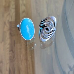 Silver and Turquoise Ring Set